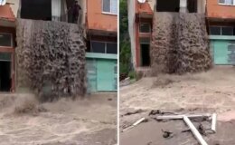 Ordu’da sel suları evin içinden şelale gibi aktı