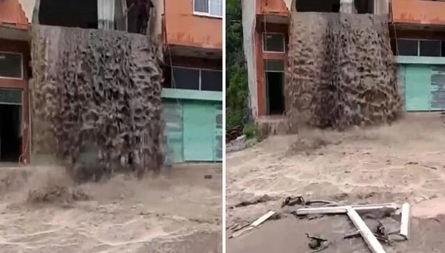 Ordu’da sel suları evin içinden şelale gibi aktı