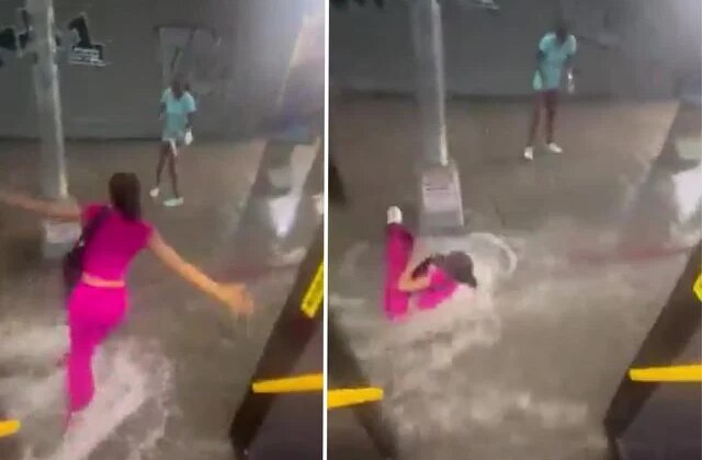 Otobüsten indi, saniyeler içinde akıntıya kapılarak gözden kayboldu