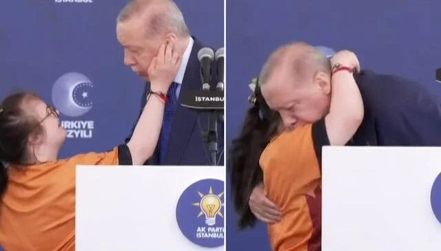 Sahneye fırlayan miniğin Erdoğan sevgisi yürekleri ısıttı