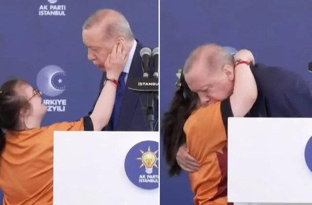 Sahneye fırlayan miniğin Erdoğan sevgisi yürekleri ısıttı