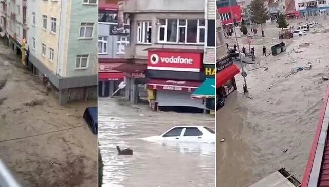 Samsun’u vuran selin geldiği anlar kamerada