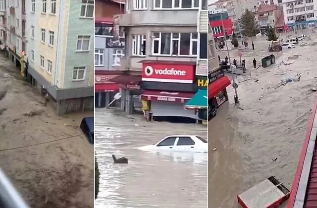 Samsun’u vuran selin geldiği anlar kamerada