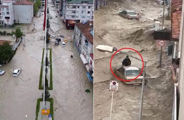 Samsun’da 10 dakikalık yağış sele yol açtı! Araçlar sürüklendi, evleri su bastı