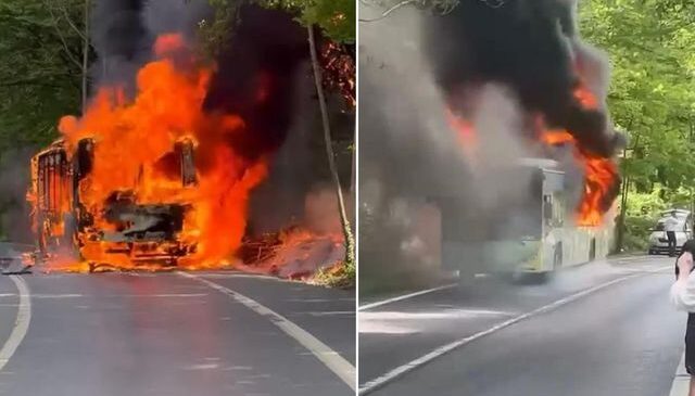 İETT otobüsü alev alev yandı! Şoför 25 yolcuyu tahliye etti