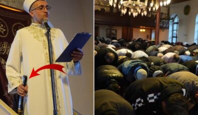 Sultan Abdülmecid’in şifa bulduğuna inanılan camide 100 yıllık kılıçla bayram hutbesi