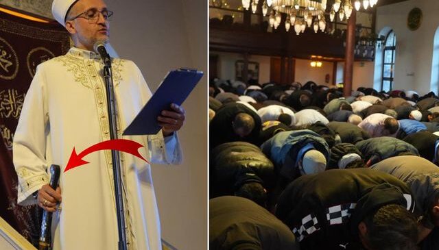 Sultan Abdülmecid’in şifa bulduğuna inanılan camide 100 yıllık kılıçla bayram hutbesi
