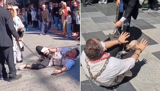 Trabzon’da dikkat çeken İsrail protestosu! Vatandaşlar şaşkınlıkla izledi