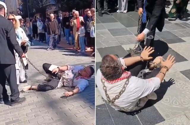 Trabzon’da dikkat çeken İsrail protestosu! Vatandaşlar şaşkınlıkla izledi