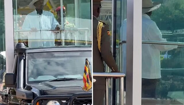Uganda Cumhurbaşkanı Museveni törene kurşun geçirmez cam fanus içinde katıldı
