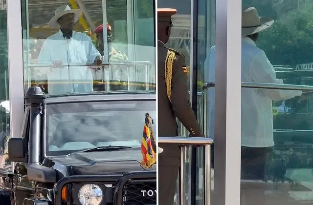 Uganda Cumhurbaşkanı Museveni törene kurşun geçirmez cam fanus içinde katıldı