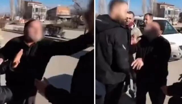 Yaşlı adam, kaza yapan gençleri tokatladı
