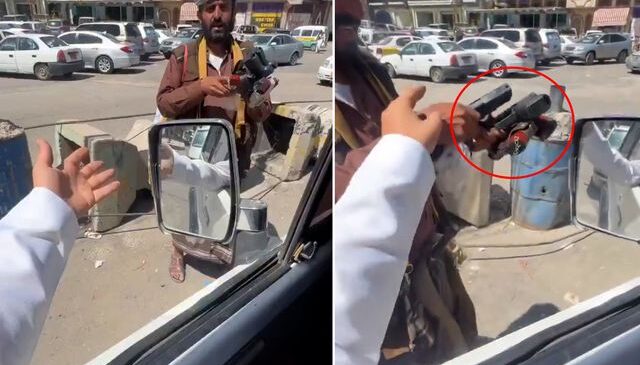 Yemen’de pes dedirten görüntü! Araçların arasında su değil tabanca satılıyor