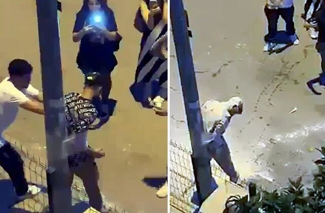 Aydınlatma direğine bağlayıp, üzerine un ve sıvı yağ döktüler
