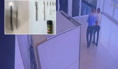 Adliyeye kalem silahla girmeye çalıştı! Çantasından neşter ve biber gazı çıktı