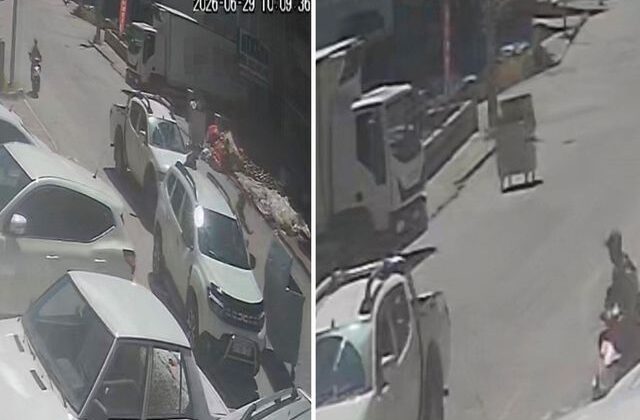 Başına buyruk çöp konteyneri kontrolden çıktı, caddeyi birbirine kattı