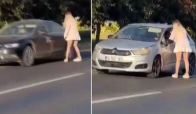 E-5’e böyle atladı, trafiği birbirine kattı