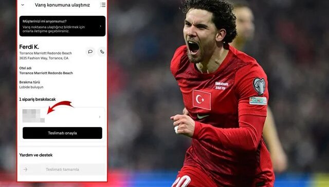 Amerika’daki bir kurye, Ferdi Kadıoğlu’nun otele verdiği siparişi paylaştı
