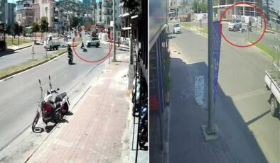 Çocuklarını okuldan almaya giden 3 çocuk annesinin feci ölümü kamerada