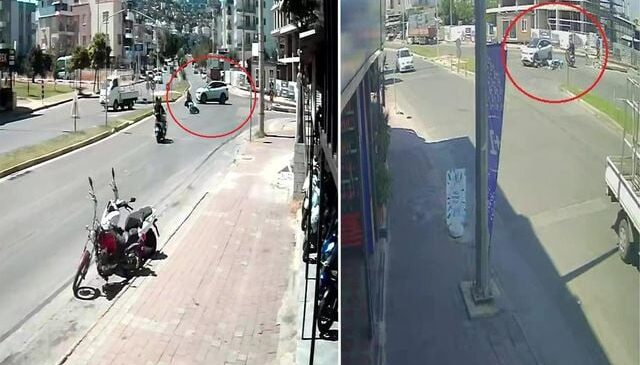Çocuklarını okuldan almaya giden 3 çocuk annesinin feci ölümü kamerada