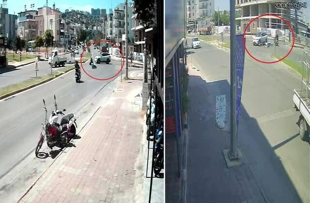 Çocuklarını okuldan almaya giden 3 çocuk annesinin feci ölümü kamerada