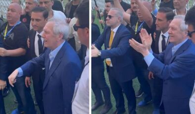 Aziz Yıldırım ve ekibi, Hakan Safi desteçilerinin olduğu tribüne geldi: Burdayım