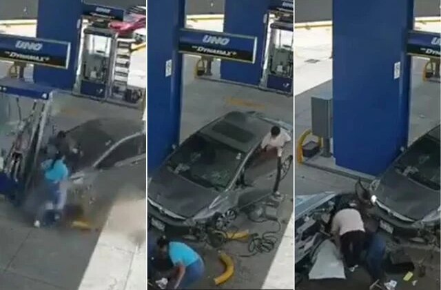 Benzin istasyonunda dehşet: Son hızla daldı, ezdiği yaralıyı çuval gibi yere fırlattı