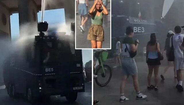 Berlin’de polis TOMA’larla halkı serinletti