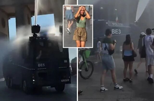 Berlin’de polis TOMA’larla halkı serinletti