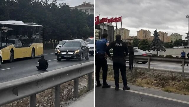 Büyükçekmece’de bunalıma giren şahıs D-100’ü birbirine kattı