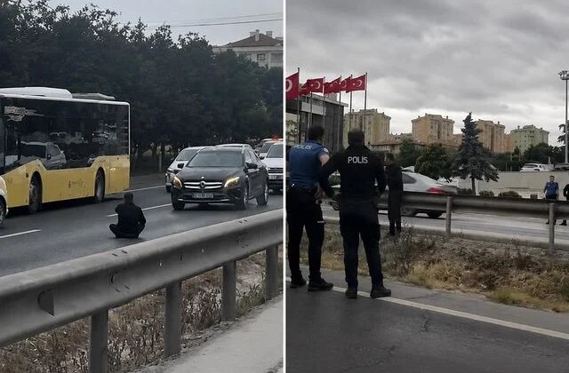 Büyükçekmece’de bunalıma giren şahıs D-100’ü birbirine kattı