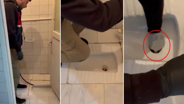 Çapkanlar operasyonundan çarpıcı görüntü! Uyuşturucuyu tuvalete atmışlar