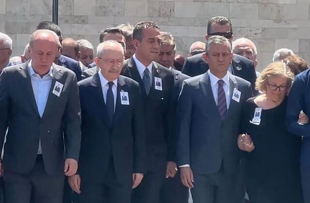 Cenazeye damga vuran görüntü: Kılıçdaroğlu, İnce, Başarır ve Özel aynı karede
