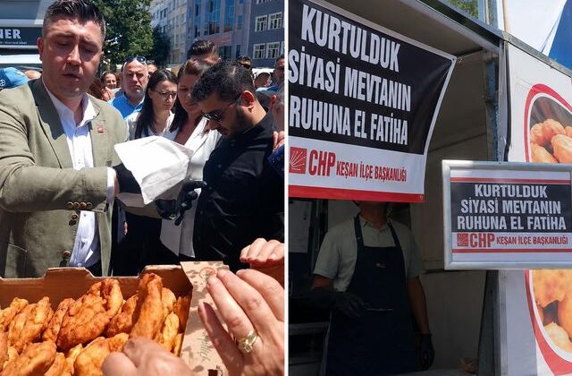 CHP’liler AK Parti’ye geçen başkan için lokma dağıttı, “kurtuluşumuz” hatırına dediler