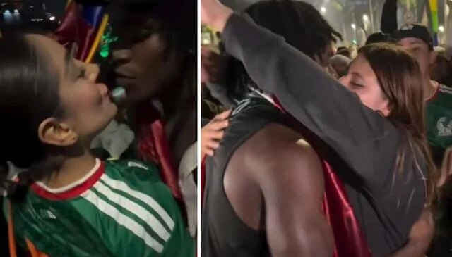 Dünya Kupası’na öpüşmek için gitmiş! Önüne gelenin dudağına yapışıyor