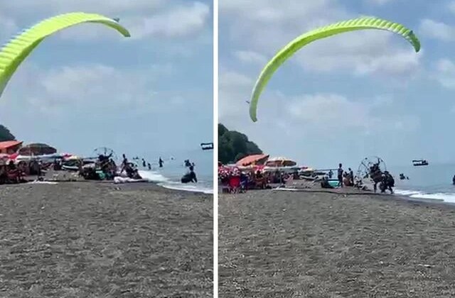 Plajda kontrolden çıkan motorlu paraşüt kalabalığa daldı: 3 yaralı