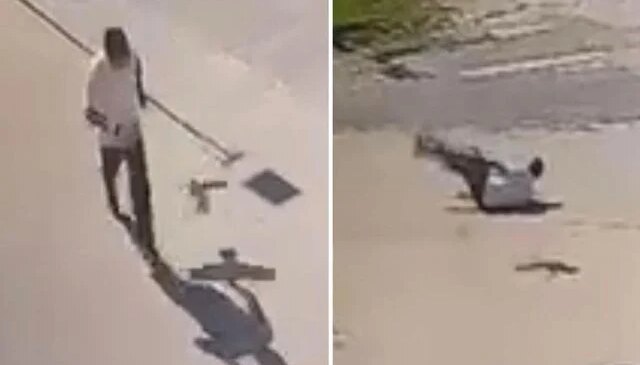 Kendisine saldıran kargadan kaçarken taklalar attı