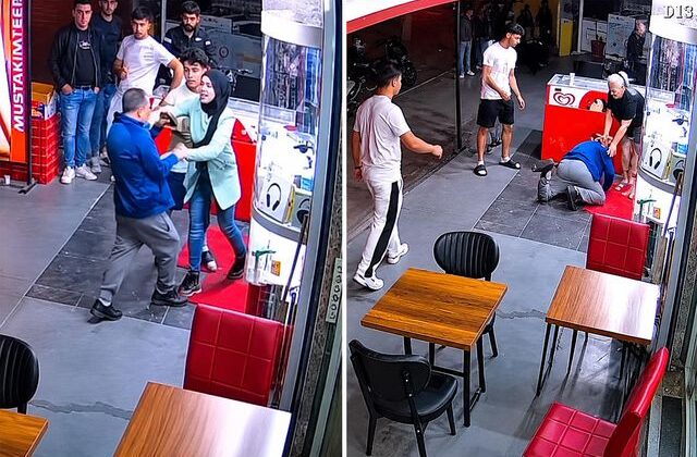 Kadın esnafa bıçak çekti, dondurma dolabına çarpıp yere kapaklandı