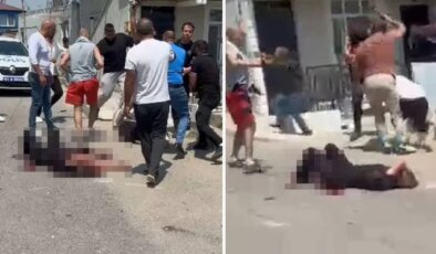 Eşini sokak ortasında bıçaklayarak öldüren adama linç girişimi
