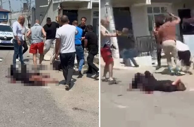 Eşini sokak ortasında bıçaklayarak öldüren adama linç girişimi