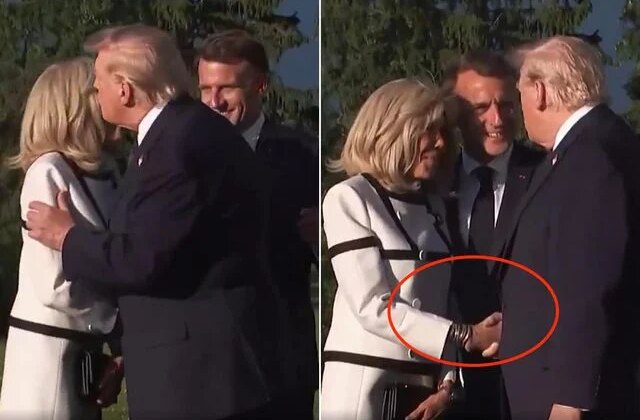 G7’ye damga vuran tokalaşma: Trump Fransız First Lady’nin elini bırakamadı