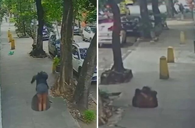 Genç kadın, hırsızların kapağını gevşettiği logar çukuruna düştü