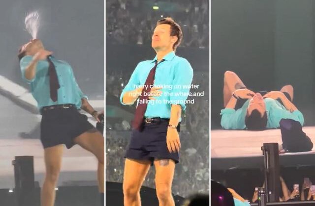 Harry Styles ağzından su püskürtürken nefessiz kaldı! Bir anda yere yığıldı