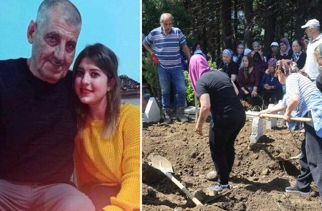 Nişanlı dehşetinde öldürülen baba ve kız yan yana defnedildi