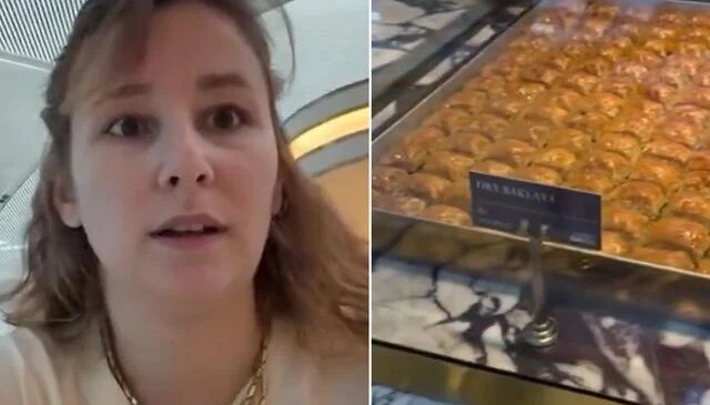 Havalimanında bir dilim baklavanın fiyatını görünce şaşkına döndü