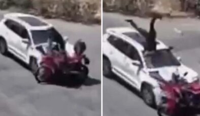 15 yaşındaki çocuğun kullandığı otomobil motosiklete çarptı, sürücü ağır yaralandı