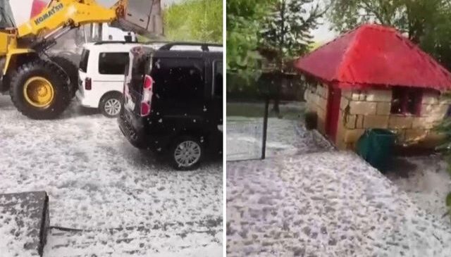 Kars’ta fındık büyüklüğünde dolu yağdı: Akyaka ve Arpaçay beyaza büründü