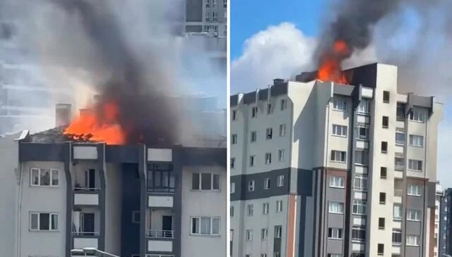 Küçükçekmece’de sitedeki binanın çatısında çıkan yangın nedeniyle 12 kişi hastaneye kaldırıldı