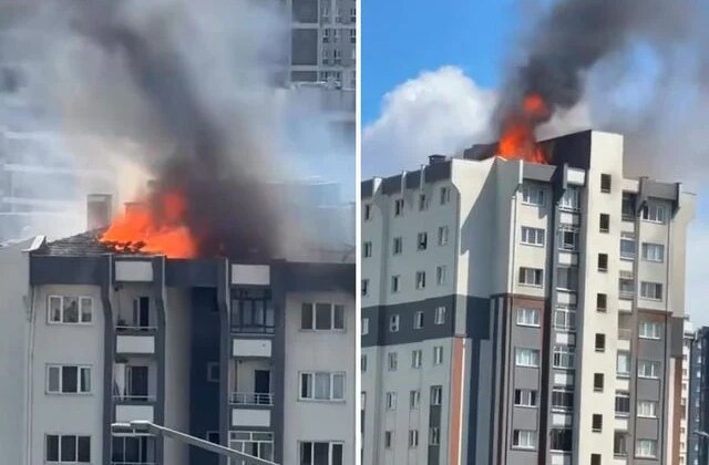 Küçükçekmece’de sitedeki binanın çatısında çıkan yangın nedeniyle 12 kişi hastaneye kaldırıldı