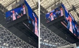 Lionel Messi dev ekranda gösterildi, stadyumda yer yerinden oynadı